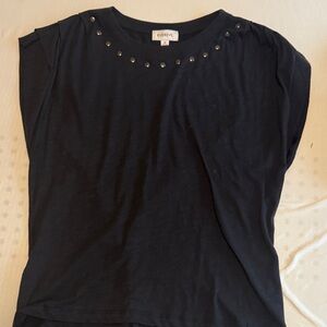 Evereve Black Studded Short Sleeve Top